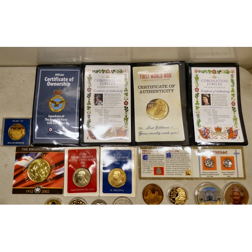 80 - Uncollated mainly Royal themed, non-precious metal proof collector's coins