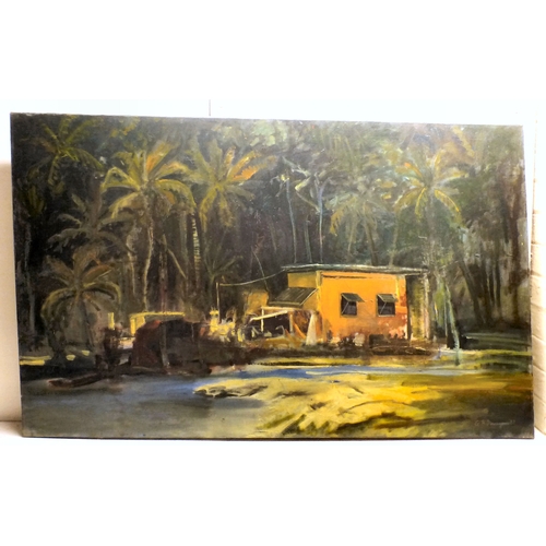 81 - GA Dinnage - a remote Caribbean landscape&nbsp; oil on canvas&nbsp; bears a signature & dated '8... 