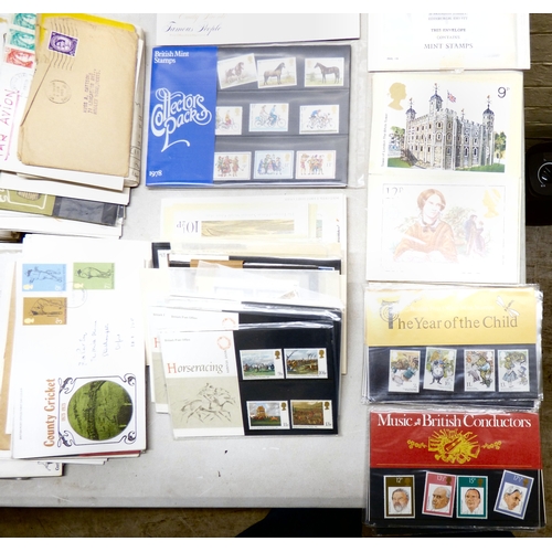 82 - Uncollated Mint unused stamps; PHQ cards; First Day covers; presentation packs; and similar stamps