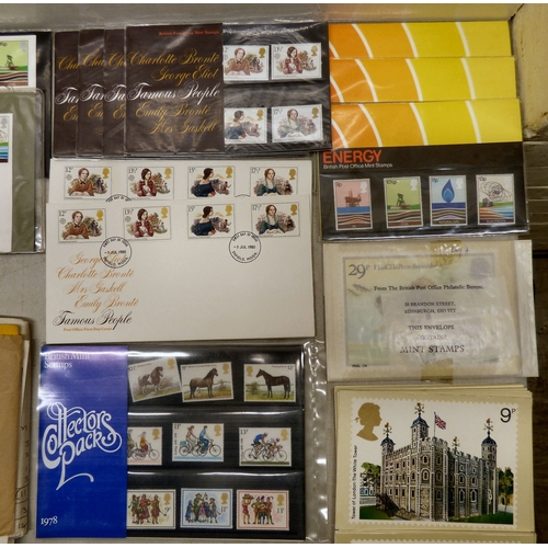 82 - Uncollated Mint unused stamps; PHQ cards; First Day covers; presentation packs; and similar stamps