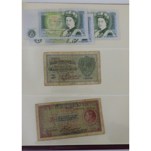83 - An album of uncollated mainly British pre/post decimal bank notes, featuring &pound;1 and &pound;20