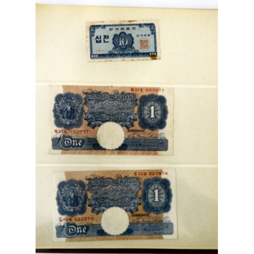 83 - An album of uncollated mainly British pre/post decimal bank notes, featuring &pound;1 and &pound;20