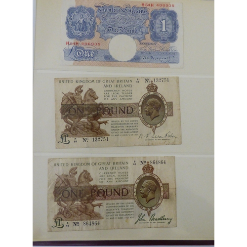 83 - An album of uncollated mainly British pre/post decimal bank notes, featuring &pound;1 and &pound;20