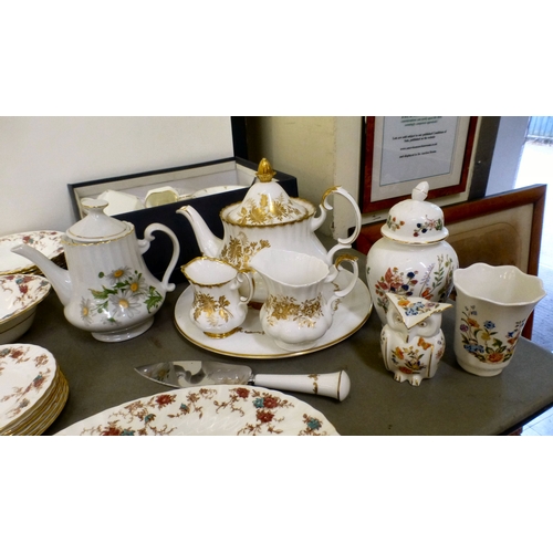88 - Bone china tableware: to include Minton Ancestral pattern; Royal Albert Golden Glory; and Aynsley Co... 