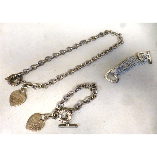 89 - Tiffany 925 silver jewellery, viz. two bracelets; and a necklace&nbsp; (approx. combined gross weigh... 