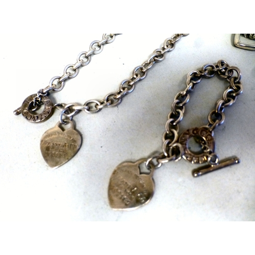 89 - Tiffany 925 silver jewellery, viz. two bracelets; and a necklace&nbsp; (approx. combined gross weigh... 