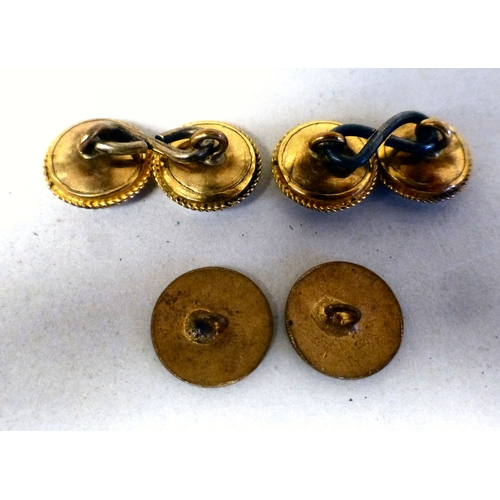 94 - Gilt framed stud cuffs with mosaic and ceramic designs