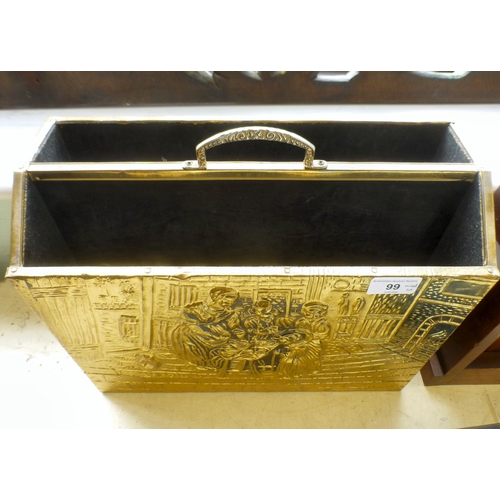 99 - A mixed lot: to include a Remington typewriter; and an embossed brass magazine rack&nbsp; 11