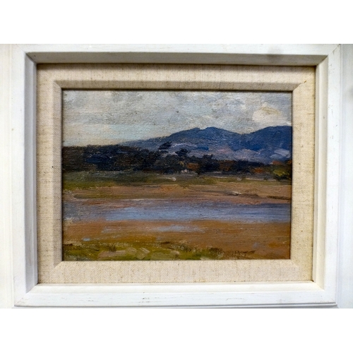 30 - In the manner of Joseph Morris Henderson - 'In The Highlands'  oil on canvas with text verso  5.25