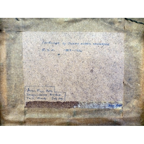 30 - In the manner of Joseph Morris Henderson - 'In The Highlands'  oil on canvas with text verso  5.25
