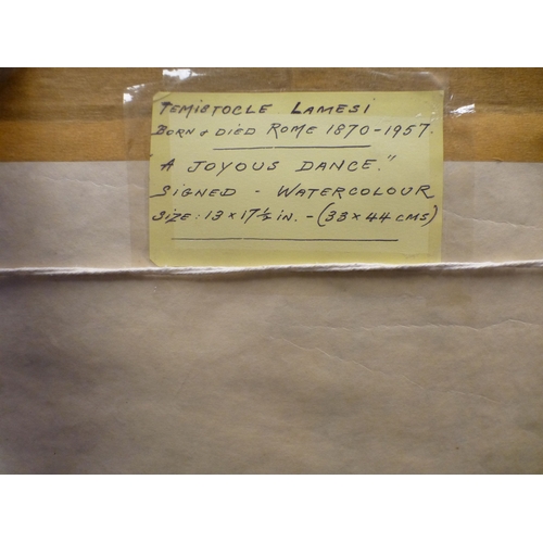 32 - Temistockle Lamesi - 'A Joyous Dance'  watercolour  bears a signature  12