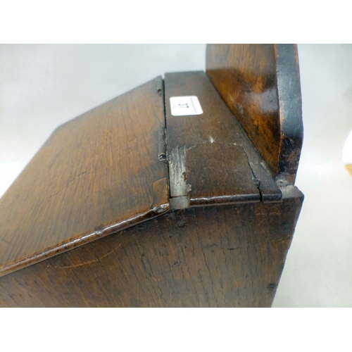 37 - A George III oak candle box with a hinged lid and base drawer&nbsp; 10