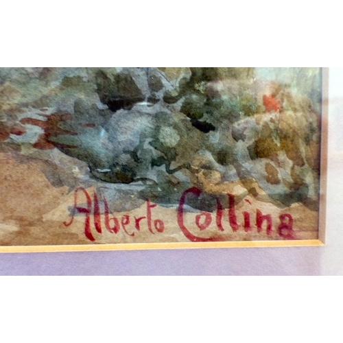 39 - Alberto Collina - 'A Happy Tune'  watercolour  bears a signature  14