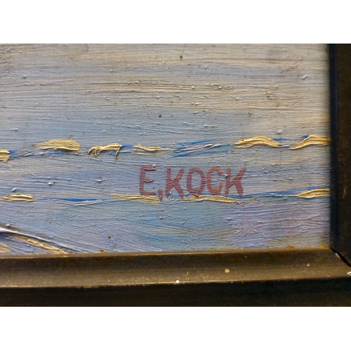 45 - E Kock - 'St Bartholoma am Konigsee O.Baiern mit Watzman'&nbsp; oil on board&nbsp; bears a signature... 