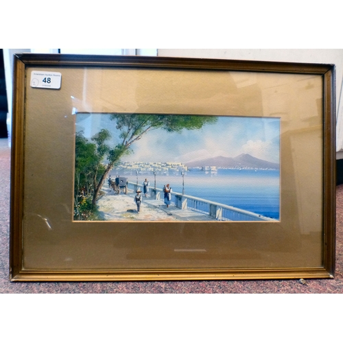 48 - Maria Gianni - 'The Bay of Naples'  watercolour  bears a signature  5