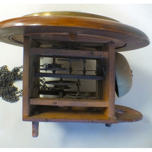 52 - A late 19thC stained beech cased clock; the movement faced by a Roman dial&nbsp; 12