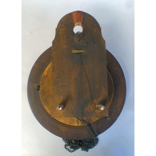 52 - A late 19thC stained beech cased clock; the movement faced by a Roman dial&nbsp; 12