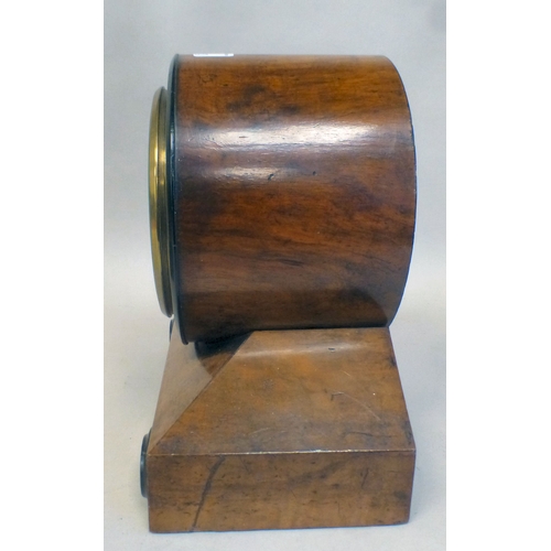 53 - Clocks: to include a late 19thC walnut cased barrel design example; the movement faced by a Roman di... 