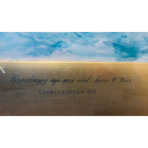 56 - Charles Dixon - 'Breaking up an old Man-o-War'&nbsp; watercolour&nbsp; bears a signature & dated... 
