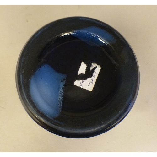 58 - A blue glass vase, decorated with two birds&nbsp; 8
