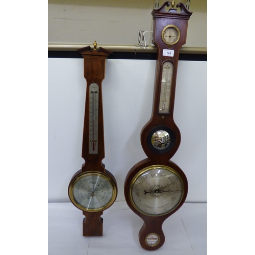 An Edwardian string inlaid mahogany cased barometer, inscribed 'A ...