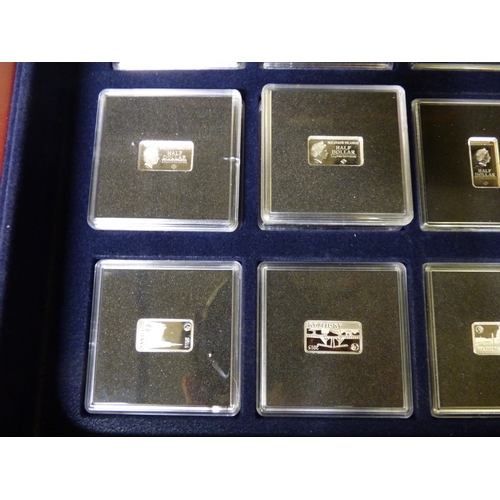 38 - A group of sixteen miniature, silver coloured metal, individually themed ingots