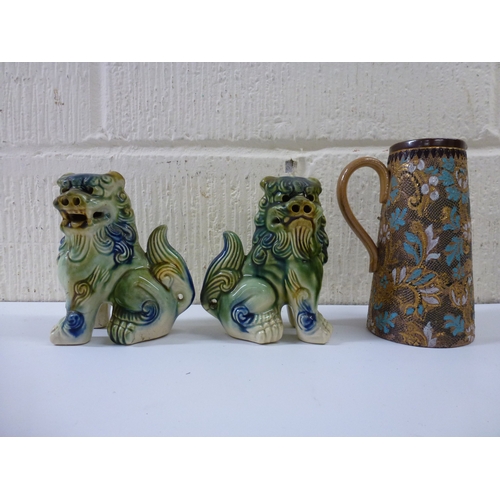 17 - Ceramics and glassware: to include a pair of modern Asian pottery Dogs of Fo&nbsp; 5