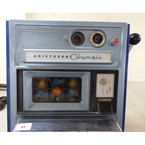 41 - A vintage bar top one-arm bandit by Aristocrat Olympic&nbsp; 25