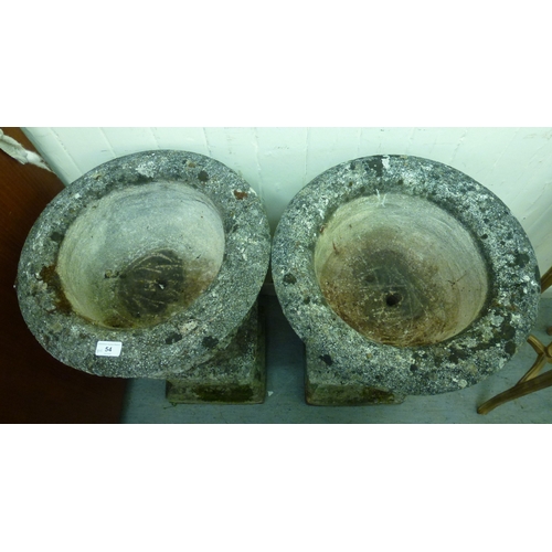 54 - A pair of composition stone pedestal terrace planters&nbsp; 15