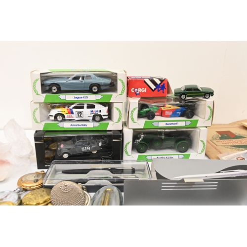 14 - Small collectables: to include modern pocket watches; variously cased pens; diecast model vehicles; ... 