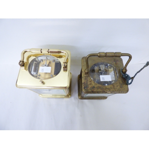 15 - Instruments: to include an early/mid 20thC brass cased combination desktop clock compass/barometer&n... 