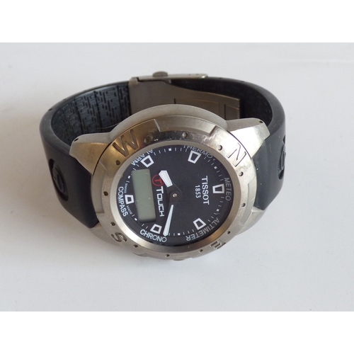 37 - A Tissot Touch Titanium cased  wristwatch, on a black rubber strap; and a Seiko stainless steel case... 