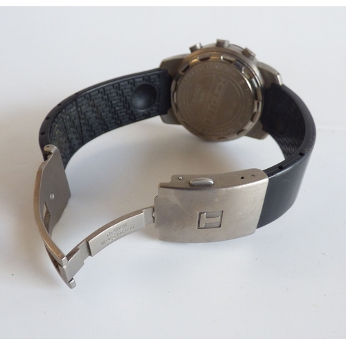 37 - A Tissot Touch Titanium cased  wristwatch, on a black rubber strap; and a Seiko stainless steel case... 