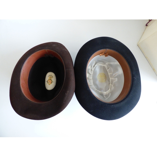 38 - Gentlemen's fashion accessories: to include a Bates, Hatter of St James, London black fabric Fedora ... 