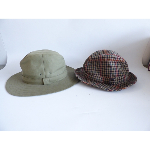 38 - Gentlemen's fashion accessories: to include a Bates, Hatter of St James, London black fabric Fedora ... 