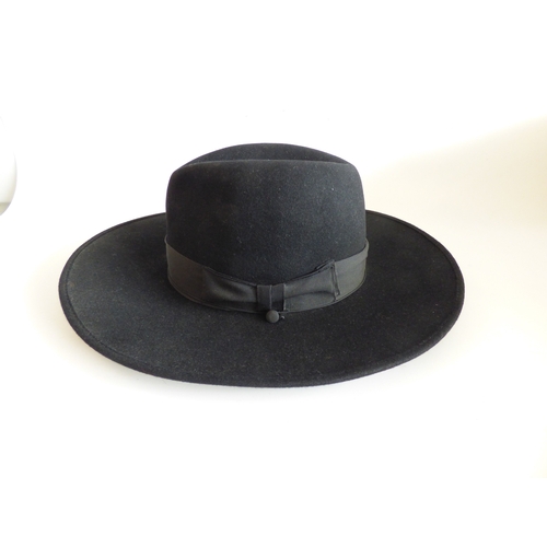 38 - Gentlemen's fashion accessories: to include a Bates, Hatter of St James, London black fabric Fedora ... 