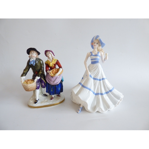 41 - Decorative ceramics: to include a Naples porcelain group, a Roman soldier, assisting a lady  9