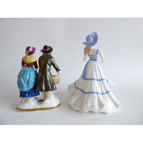 41 - Decorative ceramics: to include a Naples porcelain group, a Roman soldier, assisting a lady  9
