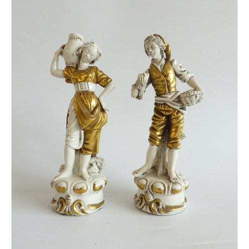 41 - Decorative ceramics: to include a Naples porcelain group, a Roman soldier, assisting a lady  9