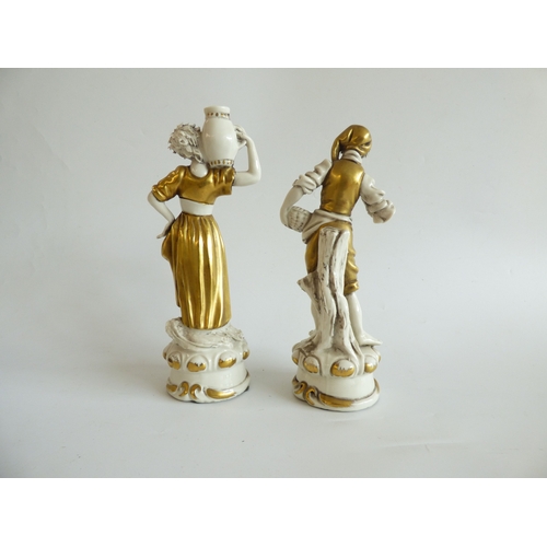 41 - Decorative ceramics: to include a Naples porcelain group, a Roman soldier, assisting a lady  9