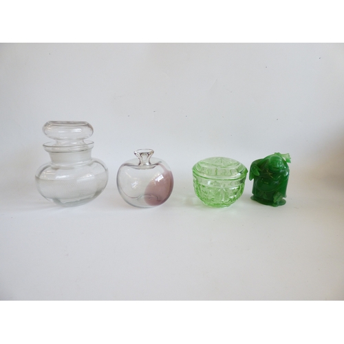 42 - Decorative items: to include a trio of Torino pottery decanters; and a bronzed finished mouse  4