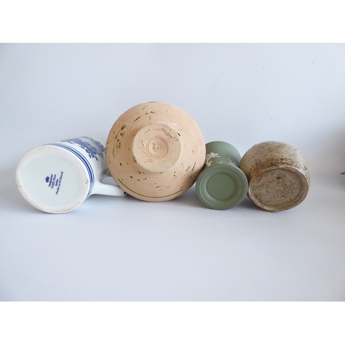 42 - Decorative items: to include a trio of Torino pottery decanters; and a bronzed finished mouse  4