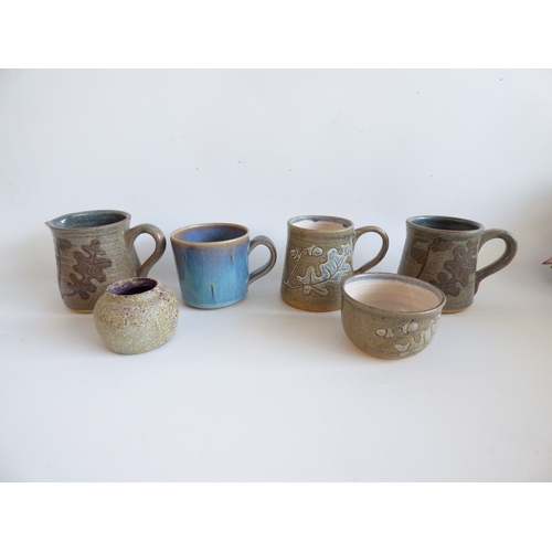 42 - Decorative items: to include a trio of Torino pottery decanters; and a bronzed finished mouse  4