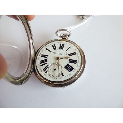 49 - A mid Victorian silver cased pocket watch; the movement inscribed Collingwood & Son, Middlesbrou... 