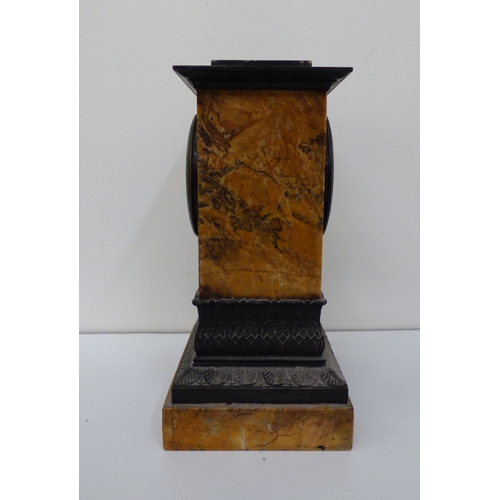 5 - Three variously cased and aged mantel clocks: to include an early 20thC black slate and marble examp... 