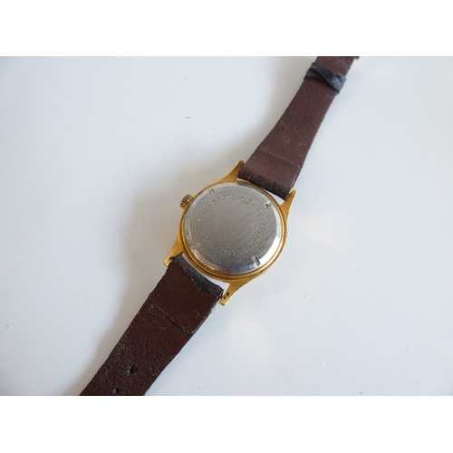 52 - A Hermes gold plated, stainless steel cased wristwatch, the 17 jewel shock resistant movement faced ... 