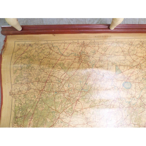 60 - A 20thC Educational Popular Edition 1 inch map, sheet no.114/115 covering Windsor, South East London... 