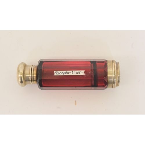 Victorian glass scent bottles: to include a Cranberry double end ...