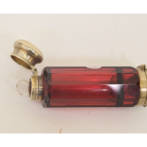 Victorian glass scent bottles: to include a Cranberry double end ...