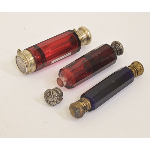 Victorian glass scent bottles: to include a Cranberry double end ...